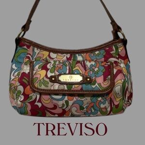 TREVISO Small Multi-Colored Floral Handbag with Front Phone Pocket
